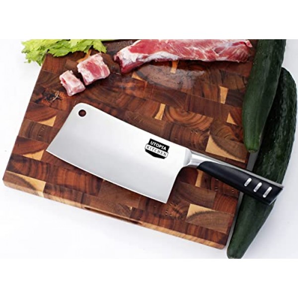 Utopia Kitchen - 가정용 주방 및 레스토랑용 7인치 식칼 주방 칼 다지기 정육점 칼 스테인레스 스틸(검은색)