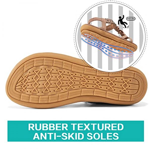 Alicegana 여성 샌들 신발 캐주얼 여름 해변 신발 드레스 발목 탄성 보석 보헤미안 플랫에 미끄럼 방지가 있는 컴포트 워킹