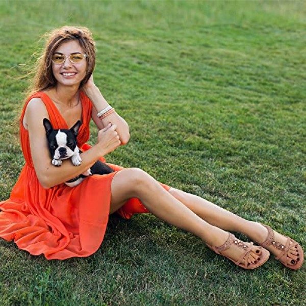 Alicegana 여성 샌들 신발 캐주얼 여름 해변 신발 드레스 발목 탄성 보석 보헤미안 플랫에 미끄럼 방지가 있는 컴포트 워킹