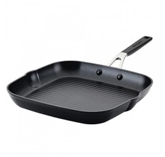 KitchenAid 경질 양극산화 논스틱 사각 그릴 팬/그리들(푸어 스파우트 포함), 11.25인치, 오닉스 블랙