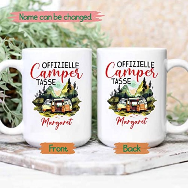 개인화 된 캠핑카 캠핑 세라믹 커피 머그잔 11 온스 15 온스, Offizielle Camper Tasse 여행용 머그잔 야외 애호가를위한 선물, 맞춤형 캠핑 생활 커피 컵 이름 선택, 독특한 캠
