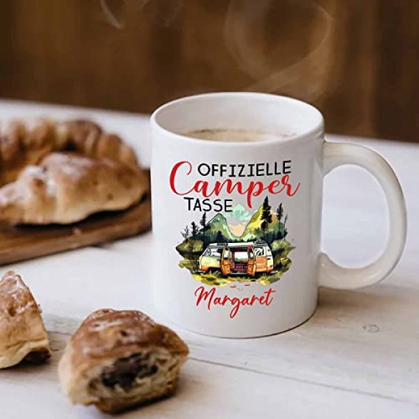 개인화 된 캠핑카 캠핑 세라믹 커피 머그잔 11 온스 15 온스, Offizielle Camper Tasse 여행용 머그잔 야외 애호가를위한 선물, 맞춤형 캠핑 생활 커피 컵 이름 선택, 독특한 캠