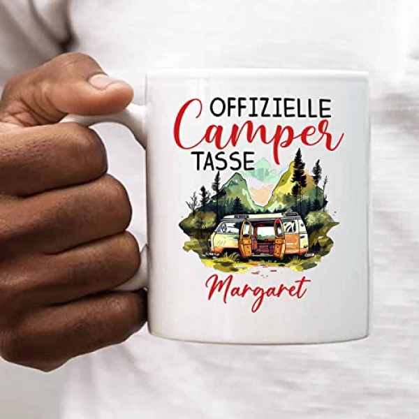 개인화 된 캠핑카 캠핑 세라믹 커피 머그잔 11 온스 15 온스, Offizielle Camper Tasse 여행용 머그잔 야외 애호가를위한 선물, 맞춤형 캠핑 생활 커피 컵 이름 선택, 독특한 캠