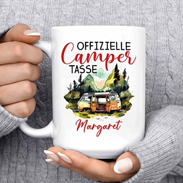 개인화 된 캠핑카 캠핑 세라믹 커피 머그잔 11 온스 15 온스, Offizielle Camper Tasse 여행용 머그잔 야외 애호가를위한 선물, 맞춤형 캠핑 생활 커피 컵 이름 선택, 독특한 캠