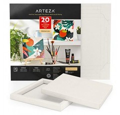 Arteza 아크릴 종이 접이식 캔버스 패드, 9.5x9.5 인치, 20 시트, DIY 프레임, 중량 아크릴 페인트 종이, 220 lb, 360 GSM, 무산소, 회화 및 혼합 미디어 아트용 미술 용품