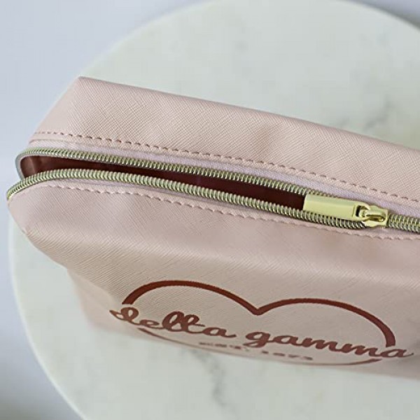 여학생 클럽 샵 Kappa Kappa Gamma 메이크업 백 - 다목적 PU 가죽, 라이센스 디자인 및 지퍼 잠금 장치가 있는 방수 메이크업 여행 가방, 완벽한 Kappa Kappa Gamma 여학생 클럽 선