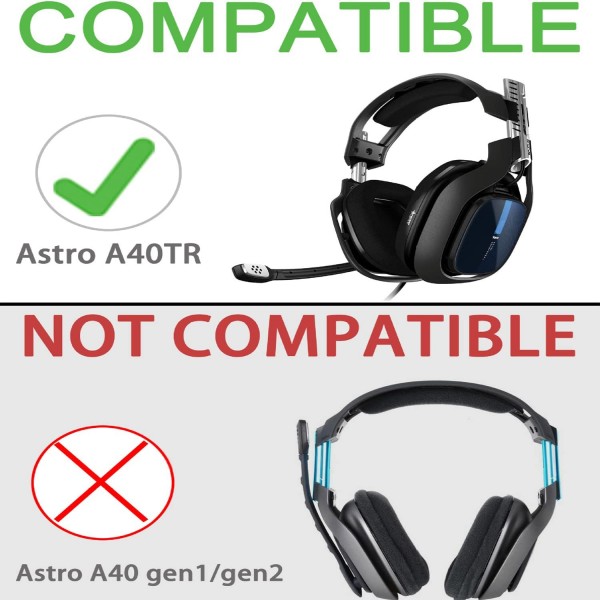 Astro 게임용 Yaowanguan A40 TR 이어 패드 A40 TR 유선 게임용 헤드셋 헤드 밴드 마이크 폼 여분의 두꺼운 귀 덮개 컵 패드 교체 단백질 블랙 단백질 가죽 이어 패드 세트