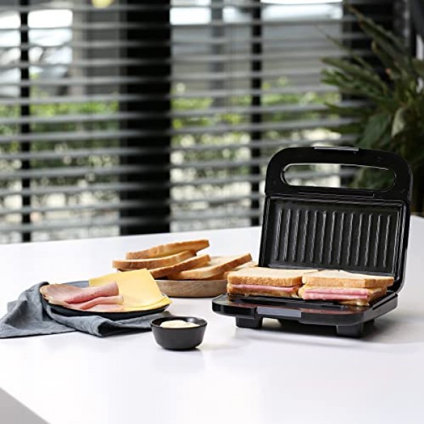 Princess Supreme 127005 샌드위치 메이커 - 붙지 않는 그릴 플레이트 - 출력 750W, 01.127005.01.001, 검정색