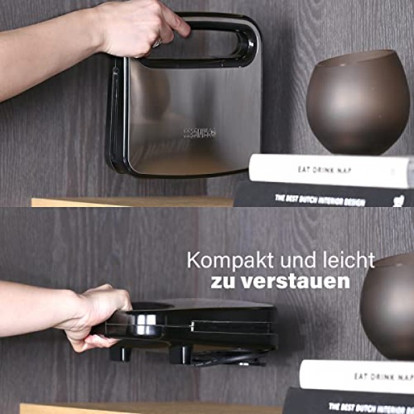 Princess Supreme 127005 샌드위치 메이커 - 붙지 않는 그릴 플레이트 - 출력 750W, 01.127005.01.001, 검정색