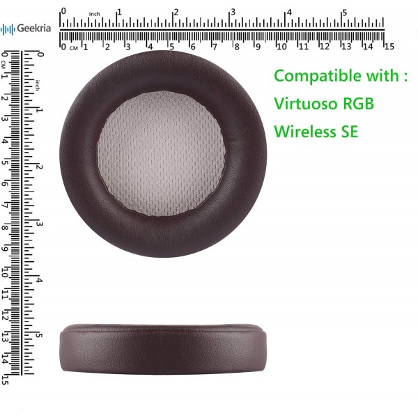 Corsair Virtuoso RGB, Virtuoso RGB Wireless SE, Virtuoso RGB Wireless XT 헤드폰 이어패드, 헤드셋 이어패드, 이어컵 수리(갈색)용 Geekria QuickFit 단백질 가죽 교체용 이어패드 브라운
