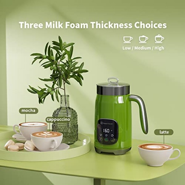 Maestri 하우스 우유 거품기, 가변 온도 및 거품 두께 우유 거품기 및 스티머, 14.1OZ/400ML 스마트 터치 컨트롤 폼 메이커, 라떼, 따뜻한 우유, 핫 초콜릿용 메모리 기능
