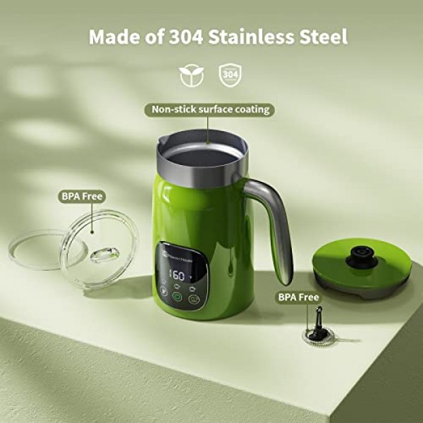 Maestri 하우스 우유 거품기, 가변 온도 및 거품 두께 우유 거품기 및 스티머, 14.1OZ/400ML 스마트 터치 컨트롤 폼 메이커, 라떼, 따뜻한 우유, 핫 초콜릿용 메모리 기능