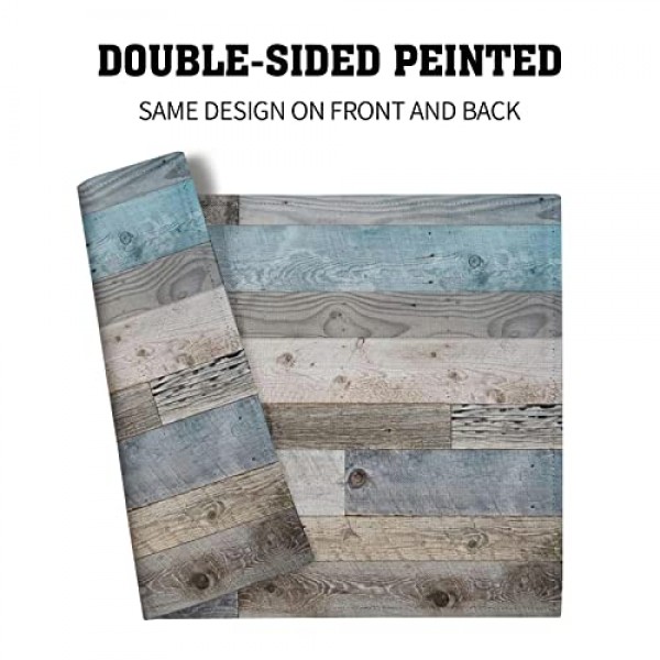 Giwawa 소박한 나뭇결 플레이스 매트 4개 세트, 빈티지 헛간 나무 리넨 테이블 매트, 농가 컨트리 스타일 롯지 식사용 내열성 세탁 가능 장소 매트 주방 파티 휴일 장식 1