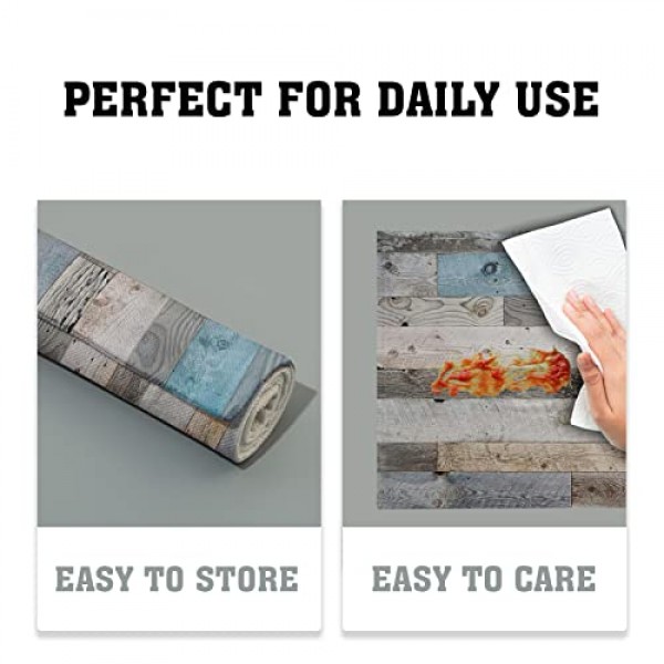 Giwawa 소박한 나뭇결 플레이스 매트 4개 세트, 빈티지 헛간 나무 리넨 테이블 매트, 농가 컨트리 스타일 롯지 식사용 내열성 세탁 가능 장소 매트 주방 파티 휴일 장식 1