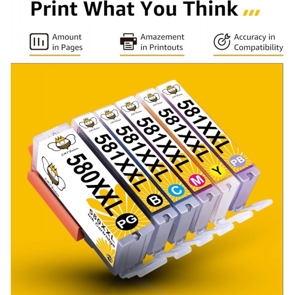 CMYBabee PGI-580XXL CLI-581XXL 잉크 Canon PGI-580 CLI-581 잉크 카트리지 사용 Canon PIXMA TS8150 TS8151 TS8152 TS8250 TS8251 TS8252 TS8350 TS85252 TS8350 TS85251TS 팩