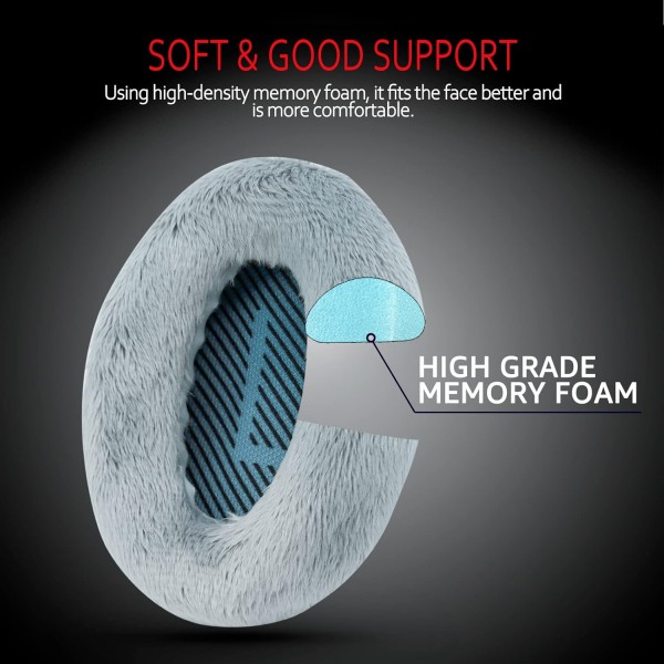Krone Kalpasmos Bose QC35 II QC25 QC2 QC15 Ae2 Ae2i Ae2w SoundTrue & SoundLink (Over-Ear) 메모리 폼 및 흰색 모피 이어 패드 겨울 야외용 회색용 전문 이어 패드