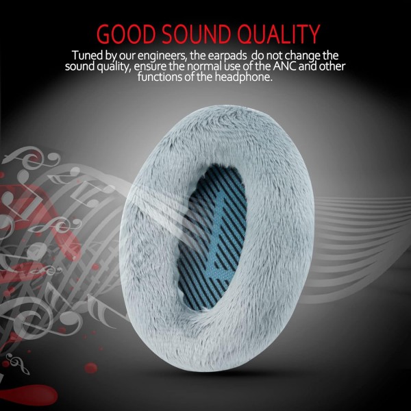 Krone Kalpasmos Bose QC35 II QC25 QC2 QC15 Ae2 Ae2i Ae2w SoundTrue & SoundLink (Over-Ear) 메모리 폼 및 흰색 모피 이어 패드 겨울 야외용 회색용 전문 이어 패드