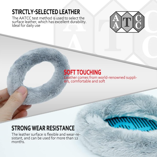 Krone Kalpasmos Bose QC35 II QC25 QC2 QC15 Ae2 Ae2i Ae2w SoundTrue & SoundLink (Over-Ear) 메모리 폼 및 흰색 모피 이어 패드 겨울 야외용 회색용 전문 이어 패드