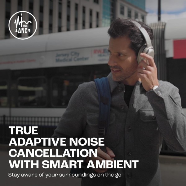 JBL Tour One M2 - 무선 오버이어 헤드폰 - 샴페인 색상의 적응형 소음 제거 기능이 있는 Bluetooth 헤드폰 - 단 한 번의 배터리 충전으로 최대 40시간 재생