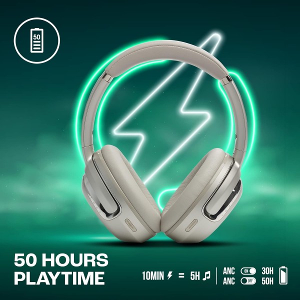 JBL Tour One M2 - 무선 오버이어 헤드폰 - 샴페인 색상의 적응형 소음 제거 기능이 있는 Bluetooth 헤드폰 - 단 한 번의 배터리 충전으로 최대 40시간 재생