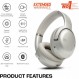 JBL Tour One M2 - 무선 오버이어 헤드폰 - 샴페인 색상의 적응형 소음 제거 기능이 있는 Bluetooth 헤드폰 - 단 한 번의 배터리 충전으로 최대 40시간 재생