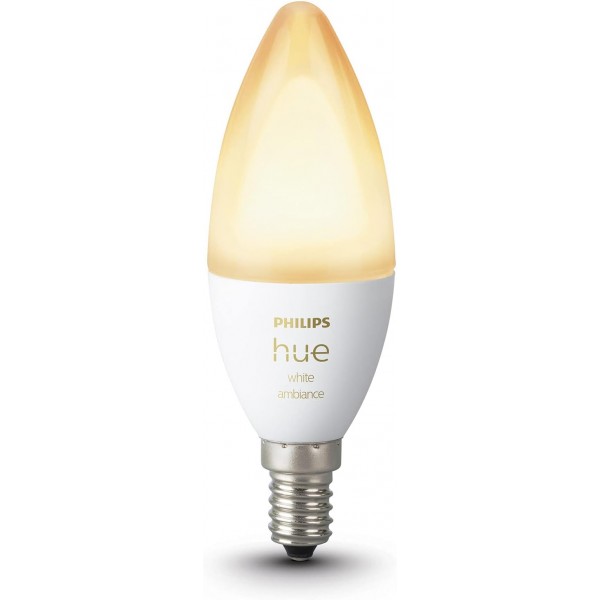 Philips Hue White Ambiance E14 램프 단일 팩 320lm, 밝기 조절 가능, 모든 흰색 음영, 앱을 통해 제어 가능, Amazon Alexa(Echo, Echo Dot)와 호환 가능