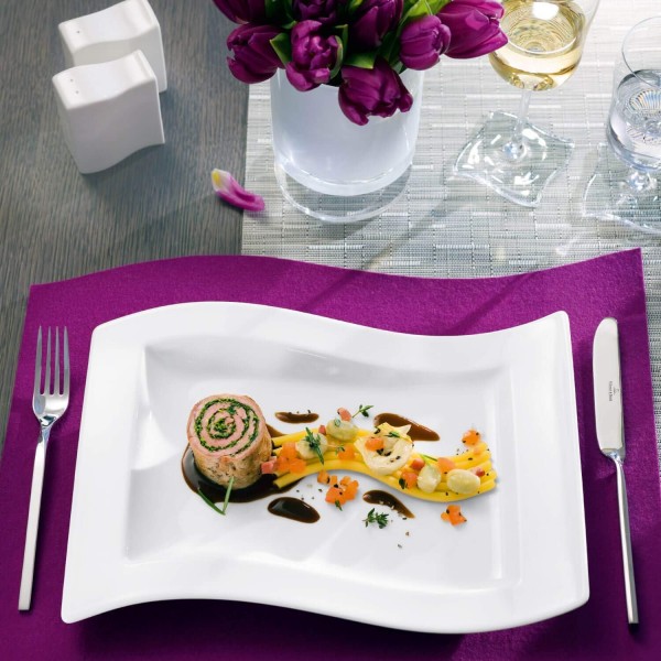 빌레로이앤보흐 1025252699 New Wave Gourmet Plate, 33 x 24 cm, Premium Porcelain, White 33 x 24 cm White