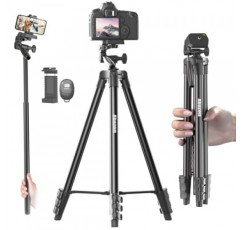 71 카메라 폰 삼각대 스탠드 셀카 스틱 Canon Nikon DSLR과 호환 가능 무선 원격 전화 홀더가있는 모든 휴대 전화 운반용 가방