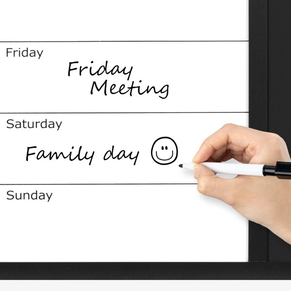 Navaris 3in1 조합 보드 60x40cm - 초크 보드 화이트보드 코르크 핀 보드 - 메모 보드 자기 페이지 주간 계획 포함 초크 핀 자석 60x40cm 주간 플래너 - 칠판 핀보드