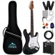 EASTROCK 일렉트릭 기타 39인치 풀 초보자 스타터 키트 풀 사이즈, 10w 앰프 포함, 모든 액세서리, 튜너, 현, 픽, 트레몰로 바, 스트랩 및 케이스 백(39 오른손잡이용, 블랙) 