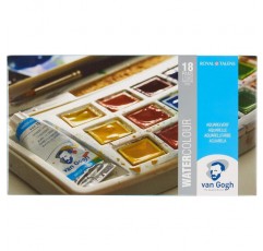 Royal Talens Van Gogh 수채화, 피스, 18 + 2 General (비닐 봉투), La moitié Pan + 10ml Tube