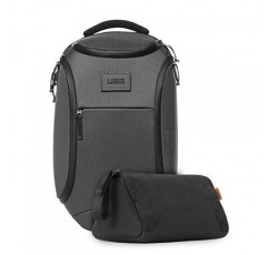 URBAN ARMOR GEAR UAG 18리터 경량의 터프한 내후성 노트북 백팩, 표준형 그레이 + UAG Dopp 키트 경량 남녀공용 세면용품 필수 여행가방, 블랙 미드나잇 카모