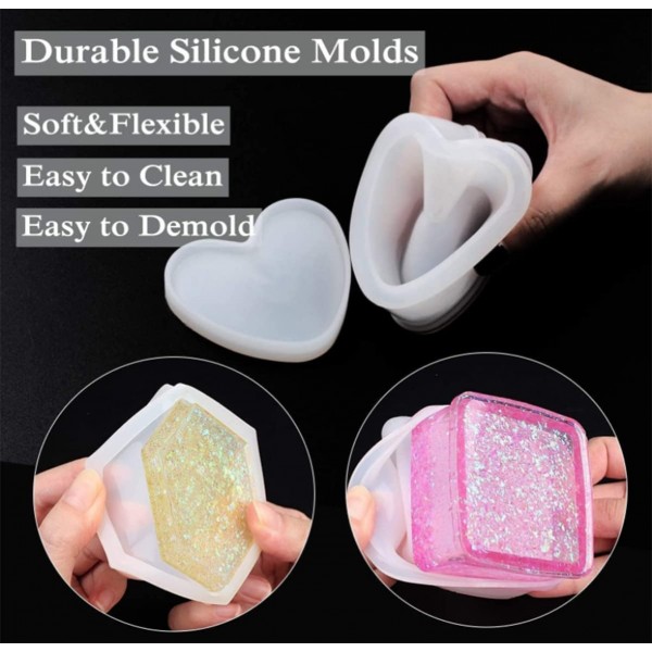Biluer 실리콘 금형, 3PCS 에폭시 수지 금형 수지 주조 금형 콘크리트 DIY 코스터/화분/애쉬 컵/펜 캔들 비누 홀더에 대한 수지 쥬얼리 금형