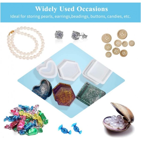 Biluer 실리콘 금형, 3PCS 에폭시 수지 금형 수지 주조 금형 콘크리트 DIY 코스터/화분/애쉬 컵/펜 캔들 비누 홀더에 대한 수지 쥬얼리 금형