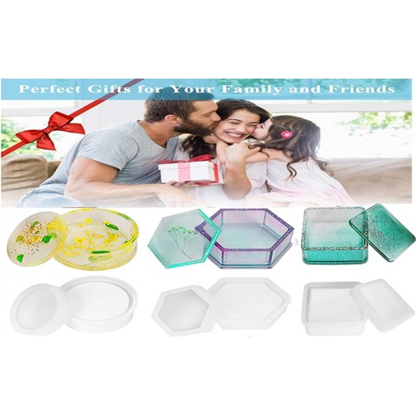 Biluer 실리콘 금형, 3PCS 에폭시 수지 금형 수지 주조 금형 콘크리트 DIY 코스터/화분/애쉬 컵/펜 캔들 비누 홀더에 대한 수지 쥬얼리 금형