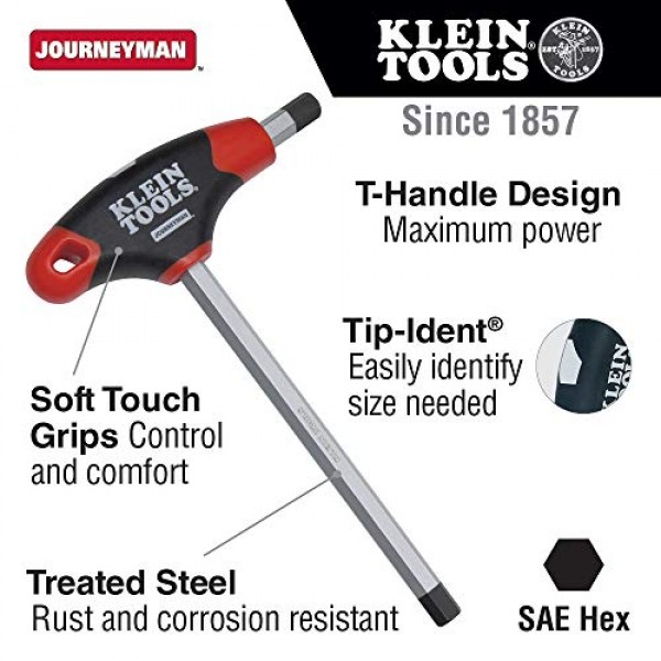 Klein Tools JTH9E17 1/2인치 육각 키, Journeyman T 핸들, 9인치