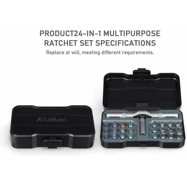 Ksodgun RS1 24-in-1 다목적 래칫 세트 스크루 드라이버 래칫 렌치 스크루 드라이버 비트 세트 마그네틱 비트 DIY 가정용 r-epair 도구 세트