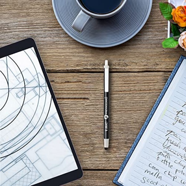 BIC PrevaGuard Clic Stic 볼펜 및 스타일러스, 박테리아 성장을 억제하는 보호 기능 내장, 중간 포인트(1.0mm), 검정색, 12개