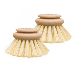 Redecker Tampico 접시 브러시용 교체 헤드, 2인치, 2개 세트, 100% 내구성이 뛰어난 천연 탐피코 섬유 및 미처리 너도밤나무, 독일산