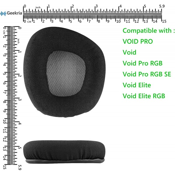 Corsair VOID PRO, Void Pro RGB, Void Pro RGB SE, Void Elite, Void Elite RGB 헤드폰, 이어패드, 헤드셋 이어컵(블랙/그레이), EJZ257-02용 GEEKRIA 교체용 이어 패드