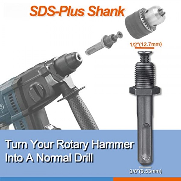 GANYEE 1.5-13mm 키 드릴 척 어댑터 키트 1/2-20UNF, SDS-Plus 생크 1/4 육각 생크 1/2 소켓 사각 암 어댑터, 회전식 해머/임팩트 렌치/임팩트 드라이버에 적합