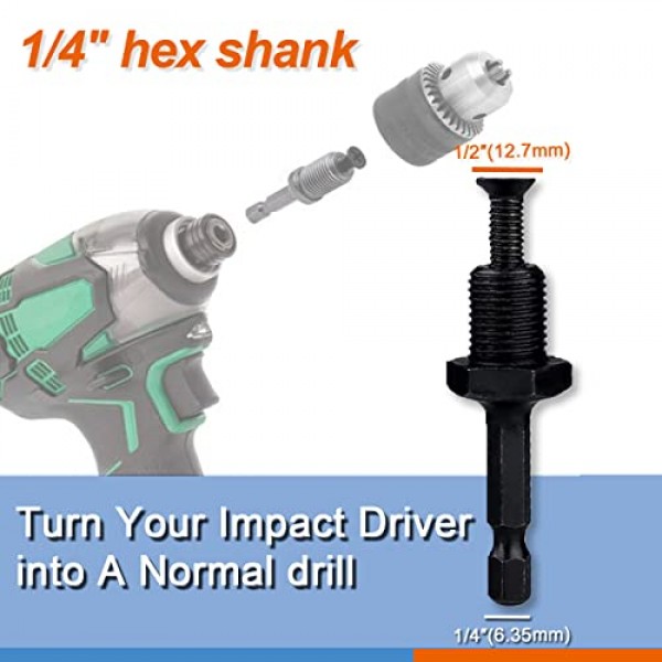 GANYEE 1.5-13mm 키 드릴 척 어댑터 키트 1/2-20UNF, SDS-Plus 생크 1/4 육각 생크 1/2 소켓 사각 암 어댑터, 회전식 해머/임팩트 렌치/임팩트 드라이버에 적합