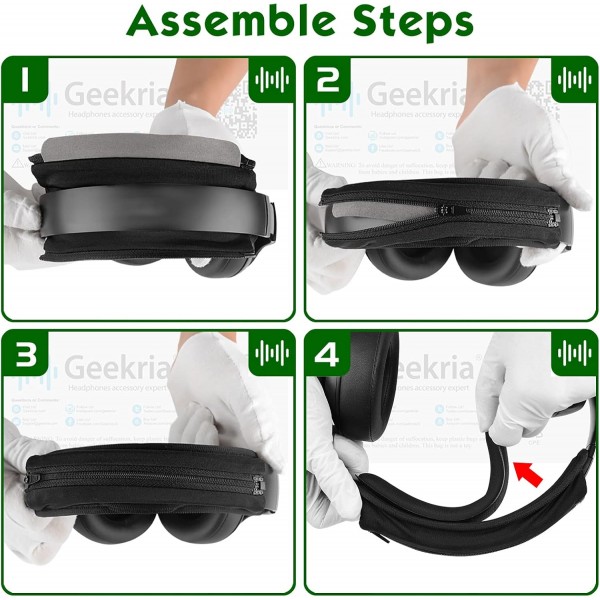 Geekria 중간 냉각 젤 후크 및 루프 헤드 밴드 커버 + 헤드 밴드 패드 세트/지퍼 헤드 밴드 보호대 ATH Bose B JBL Hyperx Sony 헤드폰 냉각 젤과 호환되는 도구 필요 없음