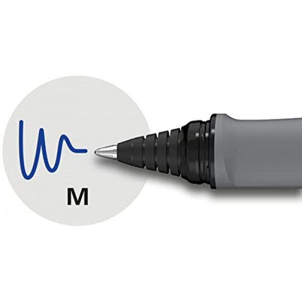슈나이더 레이 카트리지 롤러볼 펜 M(중형), 리필 가능, 오닉스 배럴, 로얄 블루 지울 수 있는 잉크 카트리지, 펜 1팩(187807)
