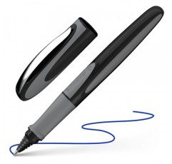 슈나이더 레이 카트리지 롤러볼 펜 M(중형), 리필 가능, 오닉스 배럴, 로얄 블루 지울 수 있는 잉크 카트리지, 펜 1팩(187807)