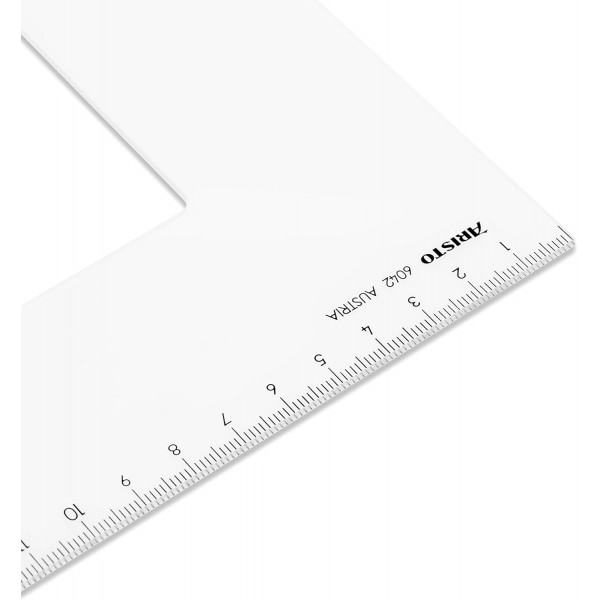 Aristo AR6042 삼각형 60°(긴 카테투스 420mm, 빗변 485mm, 분할의 내마모성 깊은 엠보싱, Plexiglas) 투명 빗변 485mm 밀링 품질