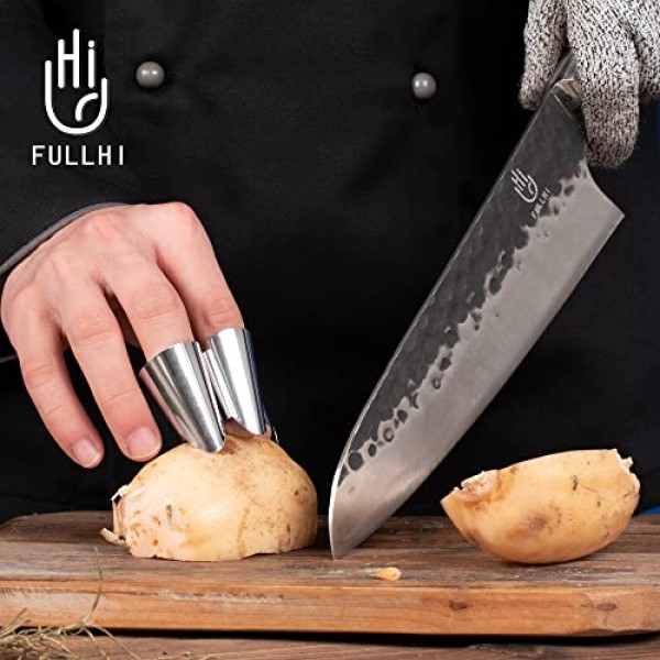 FULLHI 14pcs 정육점 요리사 칼 세트에는 칼집이 포함됩니다. 고 탄소강 식칼 주방 칼 전체 당나라 야채 식칼 홈 바베큐 캠핑 칼 가방, 고기 온도계