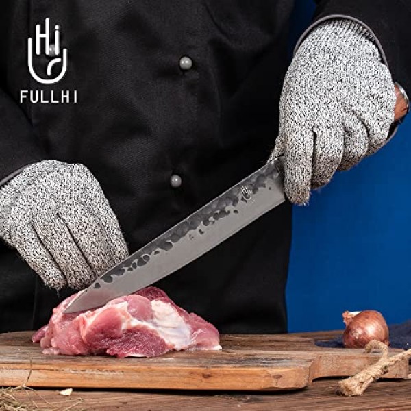 FULLHI 14pcs 정육점 요리사 칼 세트에는 칼집이 포함됩니다. 고 탄소강 식칼 주방 칼 전체 당나라 야채 식칼 홈 바베큐 캠핑 칼 가방, 고기 온도계