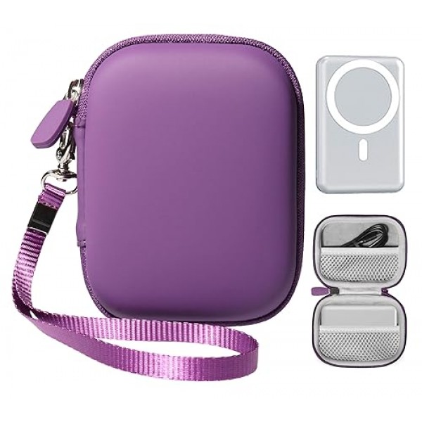 슬림형 자기 무선 휴대용 충전기용 Alltravel 손바닥 크기 케이스, Baseus, Yiisonger, Anker 621/521, AOGUERBE, iWalk, ESR(보라색)과 호환 가능