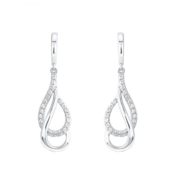 큐피드 귀걸이 925 스털링 실버 여성용 귀걸이, 지르코니아 신디사이저 포함, 2.8 cm, 은, 보석 선물 상자에 들어 있음, 2026220